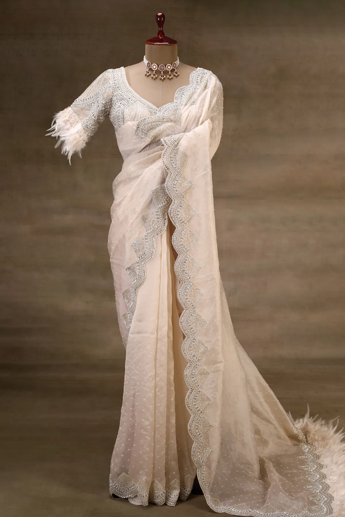 Off White Designer Saree