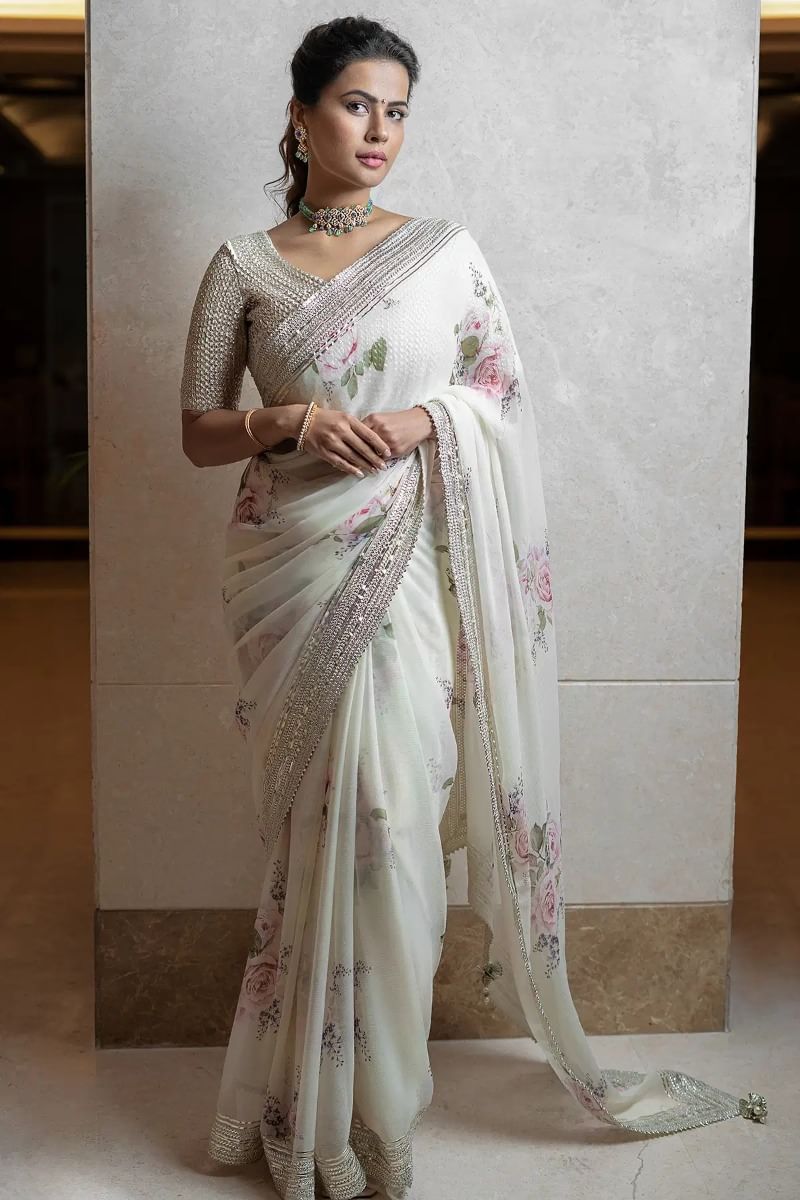Off-White Saree