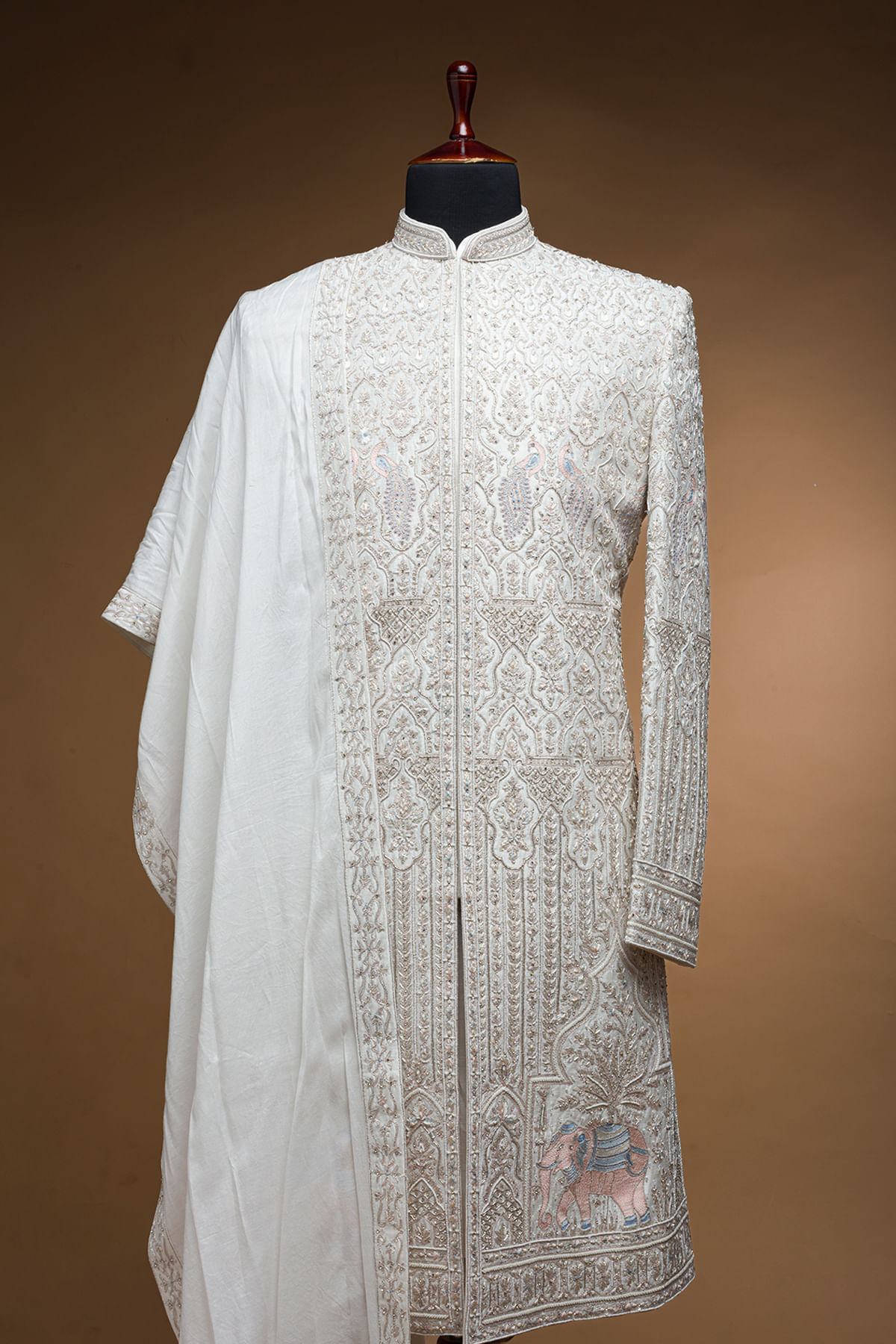 Off White Wedding Sherwani 