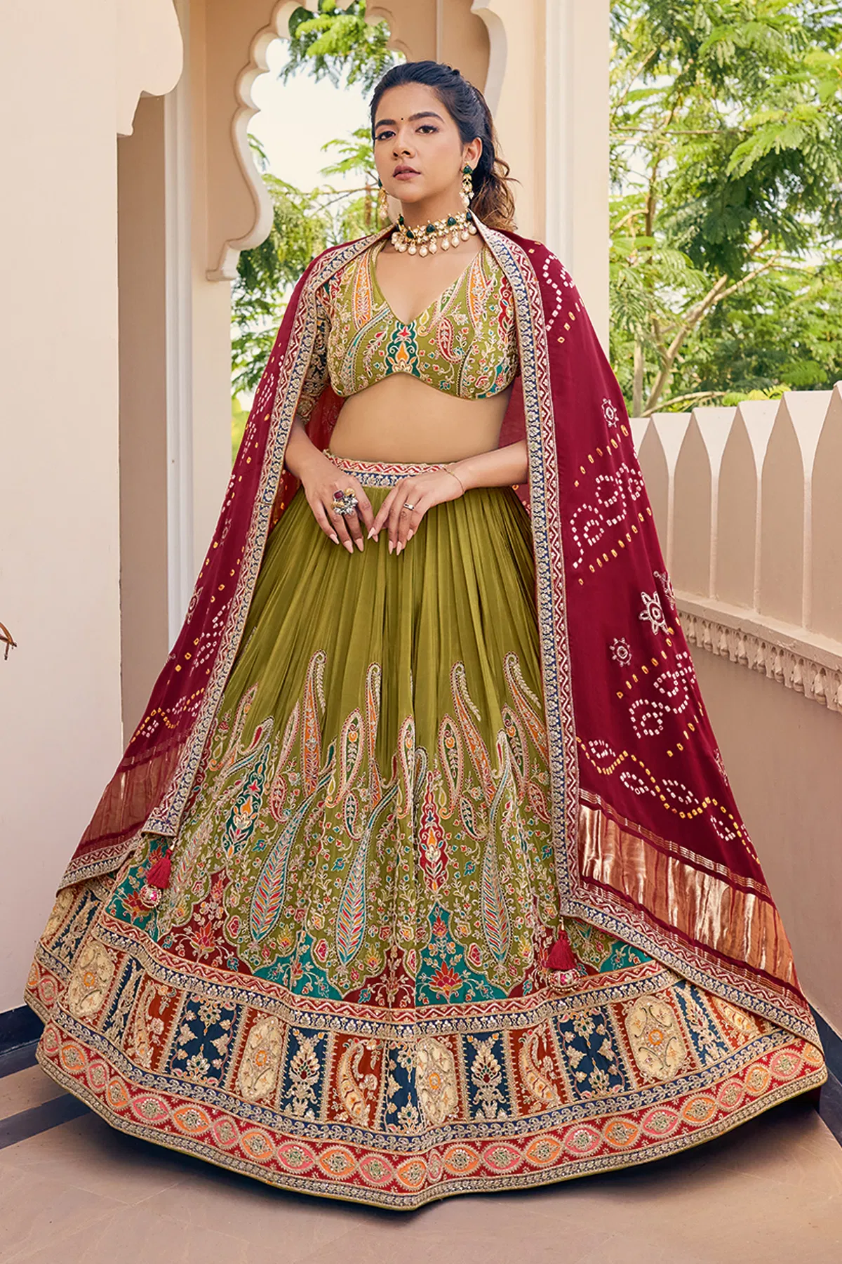 Green Party Wear Lehenga