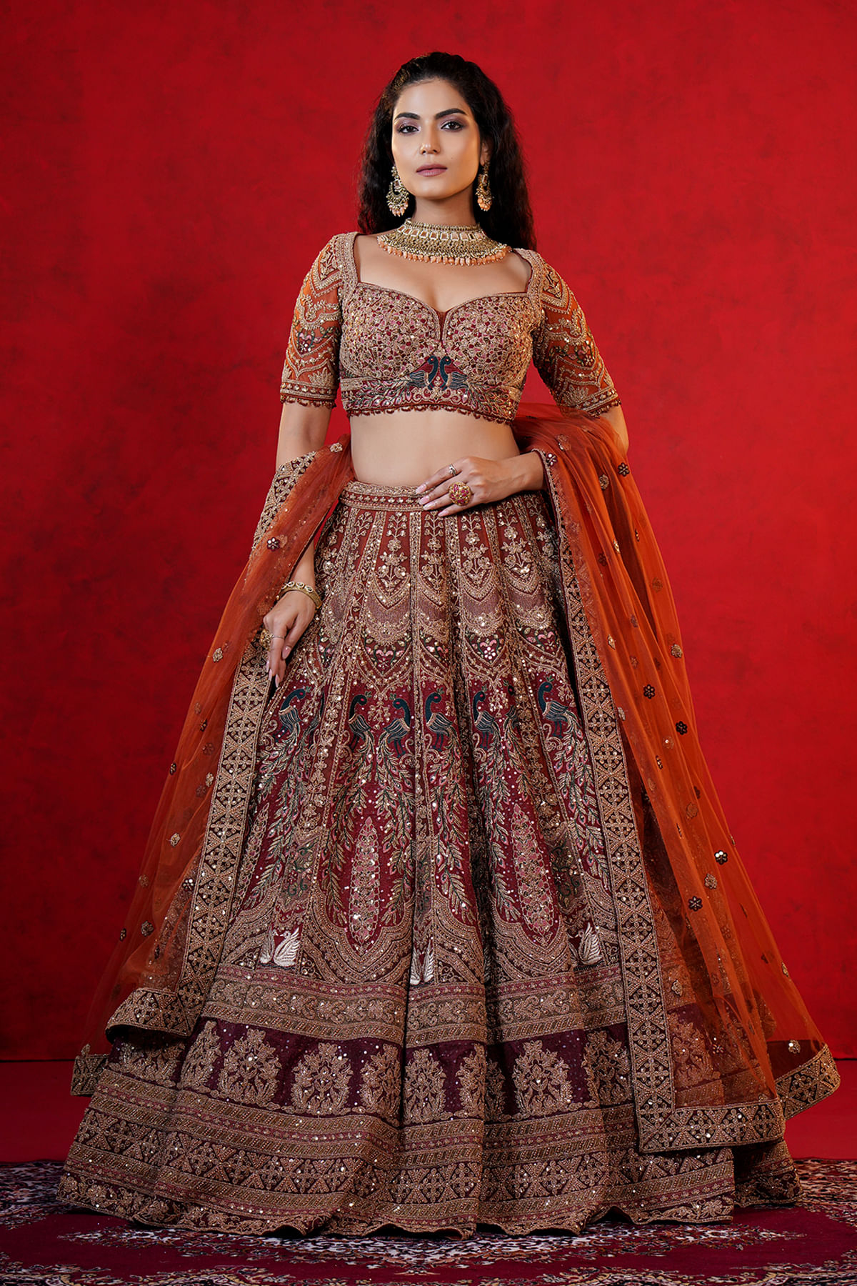 Orange Bridal Lehenga
