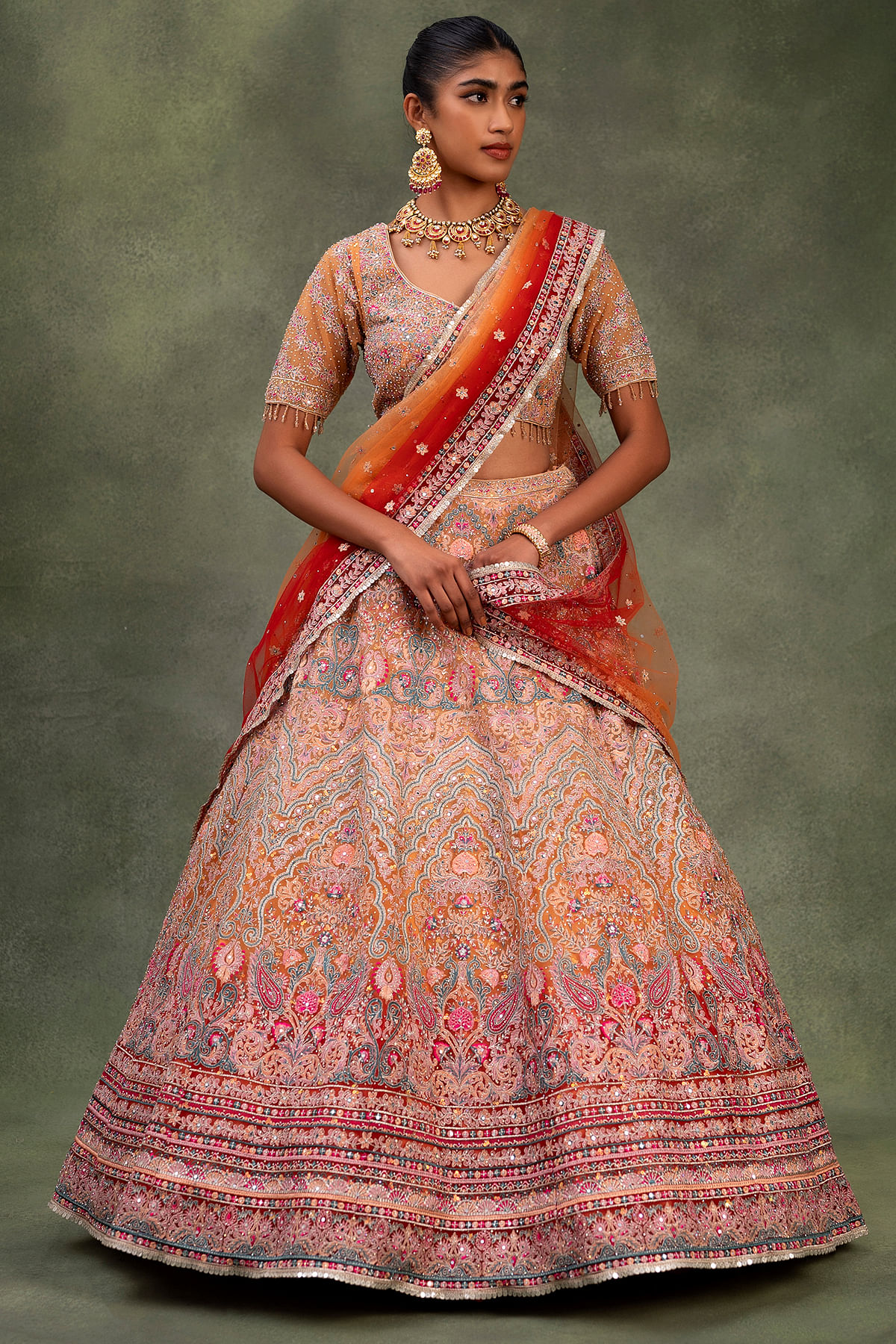 Orange Sangeet Lehenga