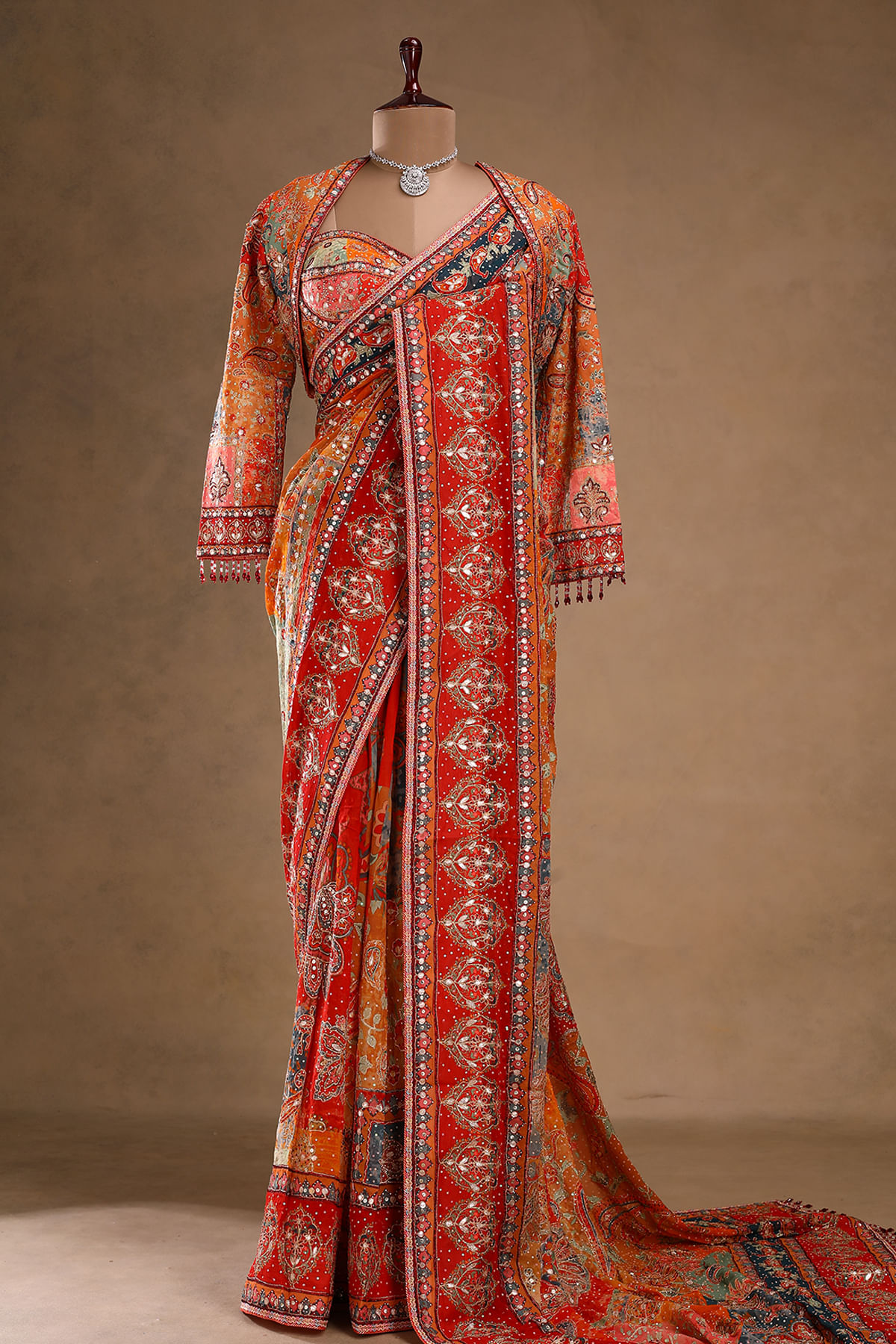 Orange Georgette Saree