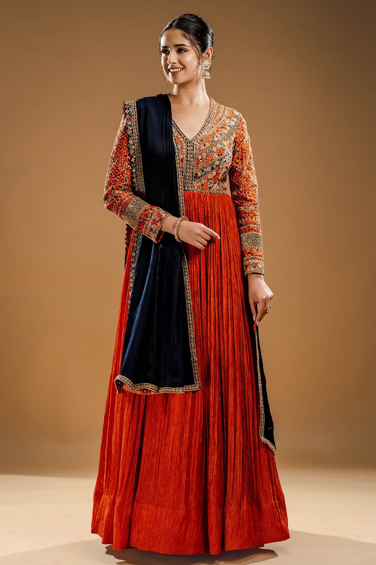 Orange Anarkali Suit
