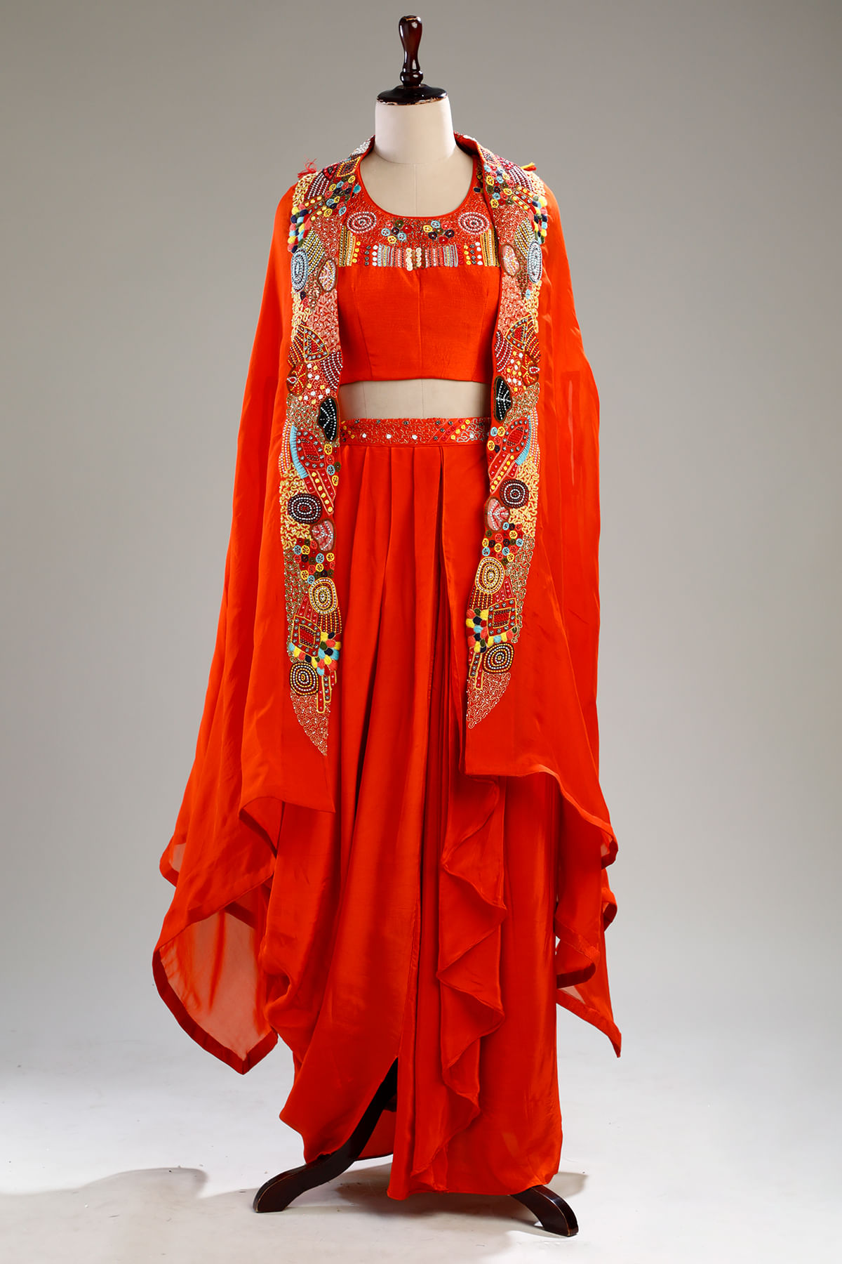 Orange Crop Top Suit