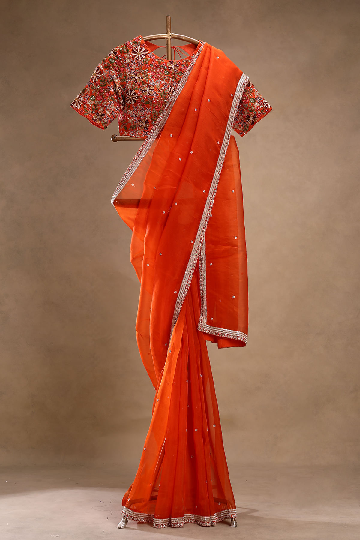 Orange Designer Saree