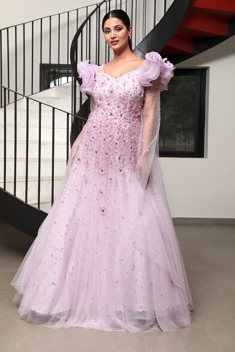 Lavender Indowestern Gown