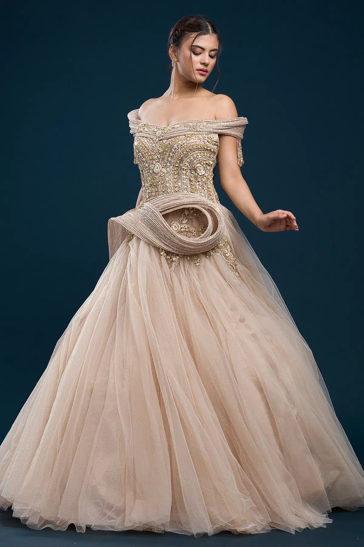 Peach Indowestern Gown