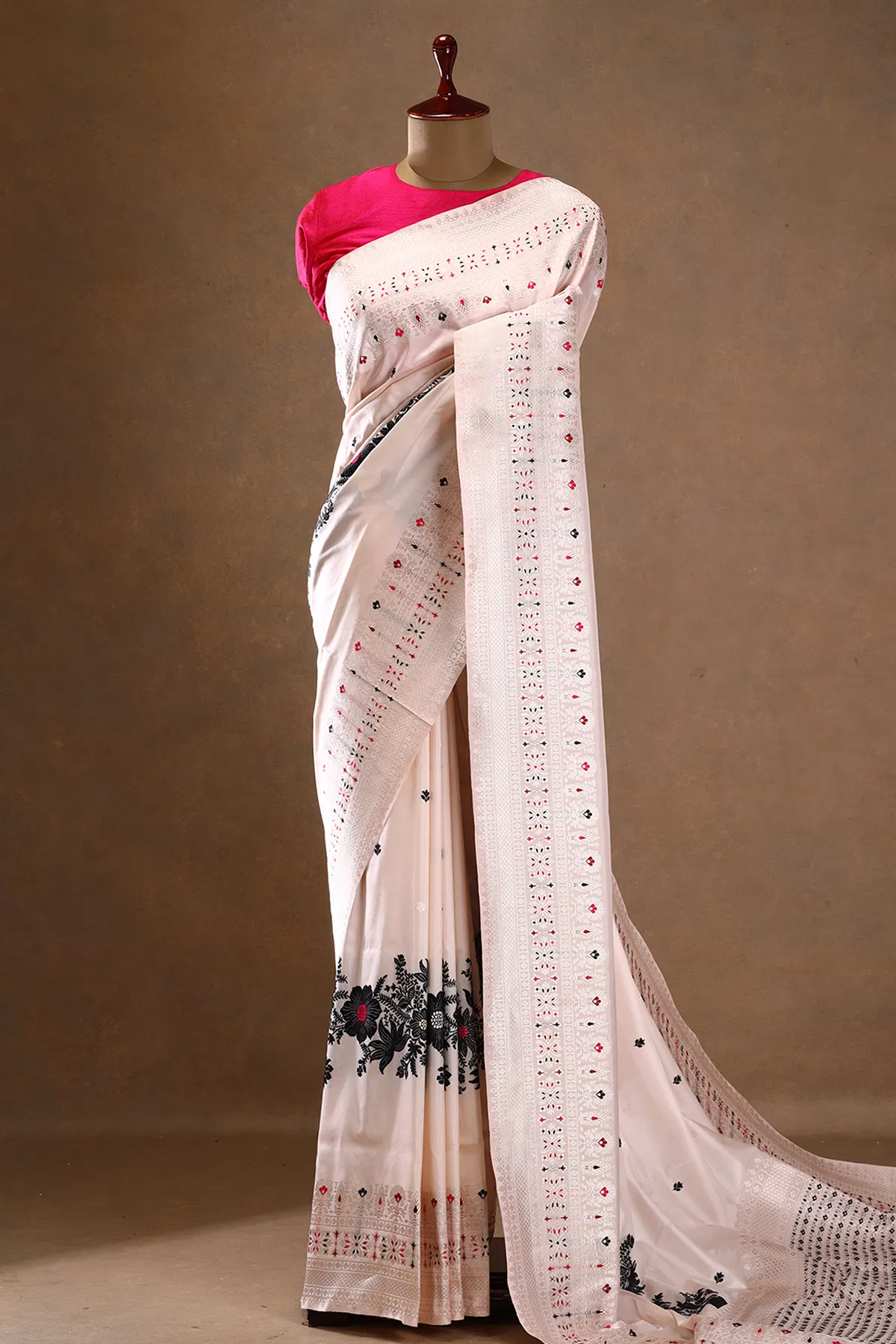 Pale Pink Zari Woven Banarasi Silk Saree with Unstitched Blouse-GK1468