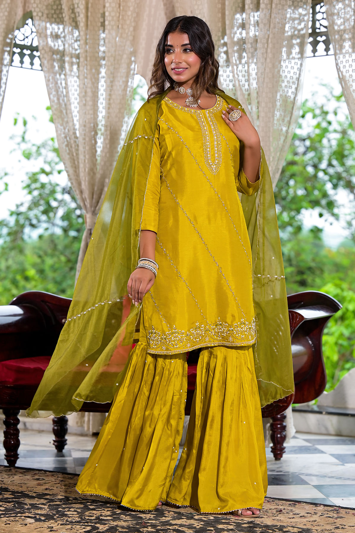 Yellow Sharara Suit