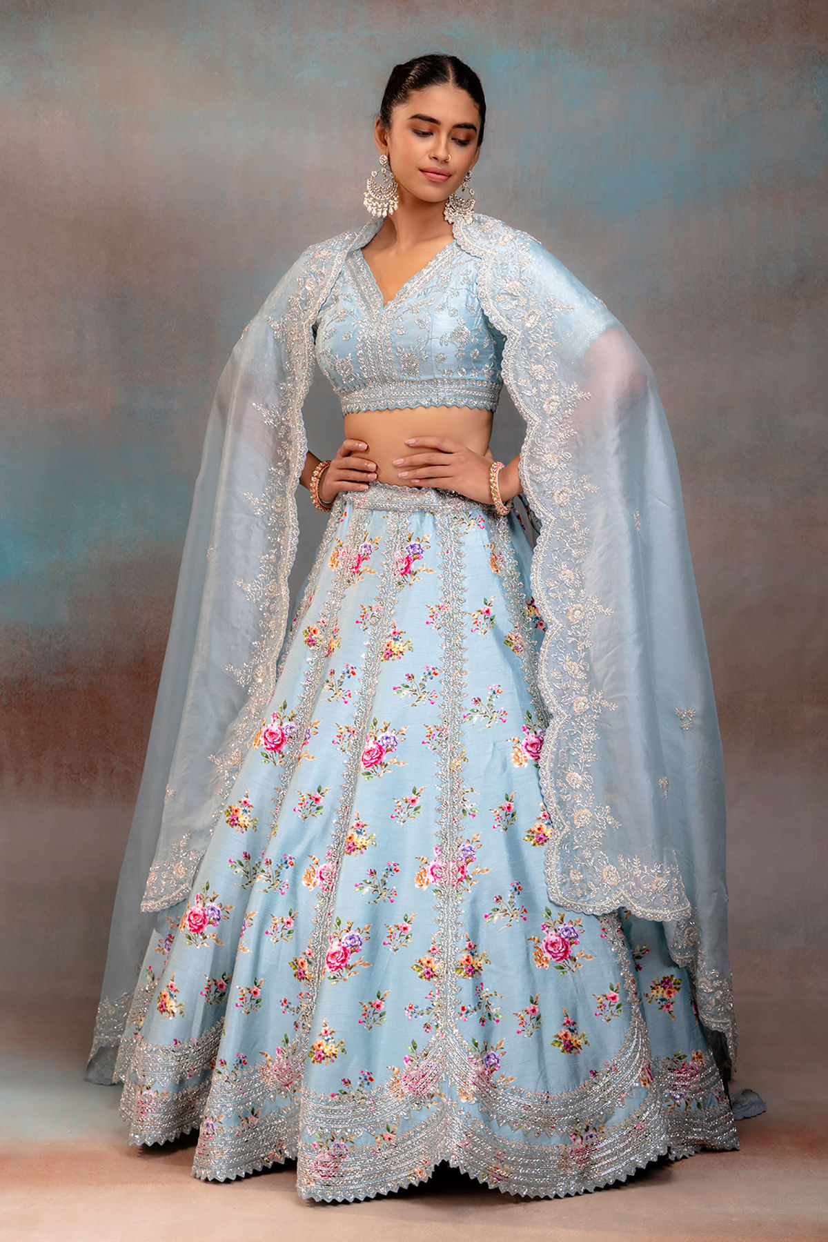 Pastel Blue Designer Lehenga