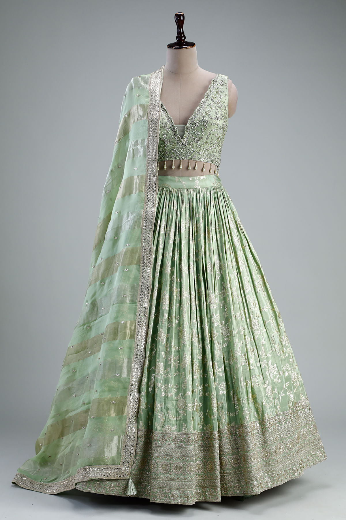 Pastel Green Designer Lehenga