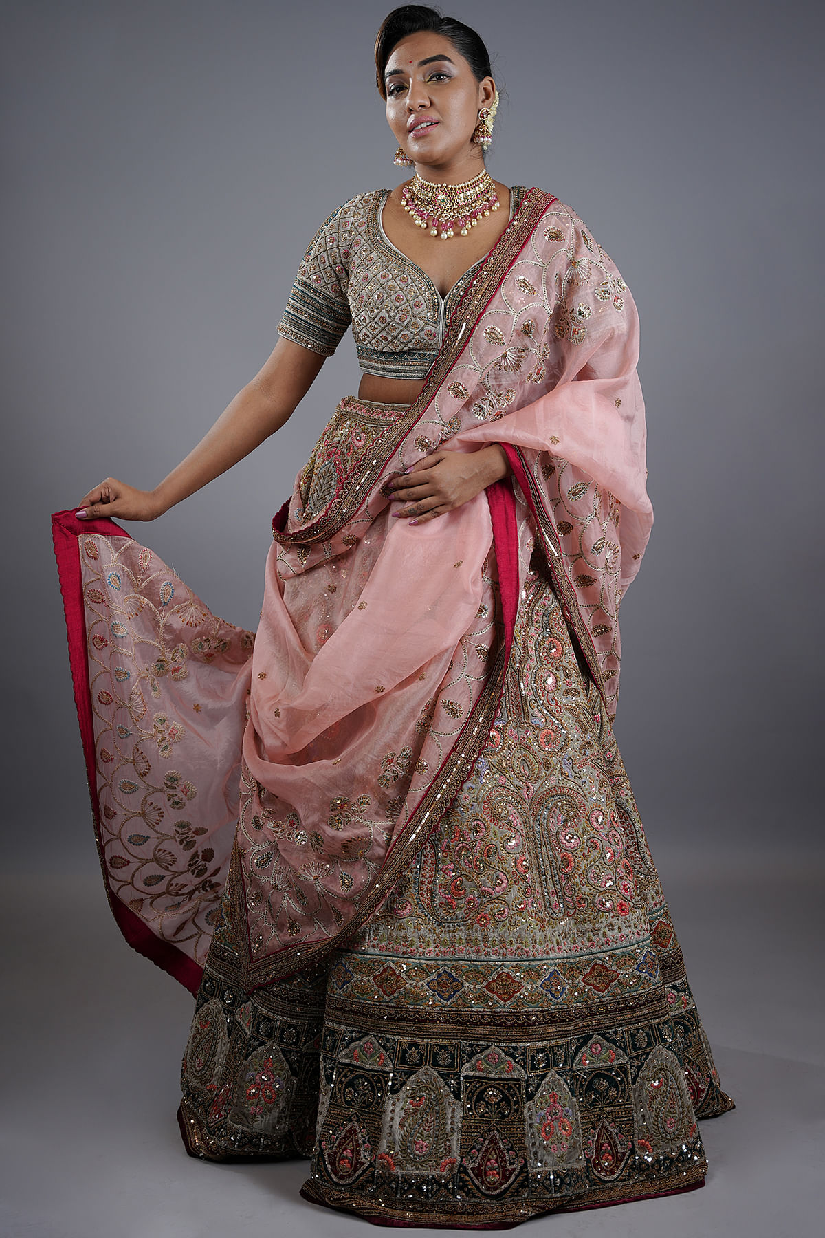 Pastel Grey Wedding Lehenga