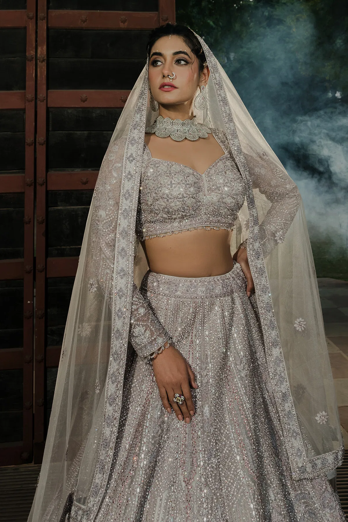 Pastel Grey Bridal Lehenga
