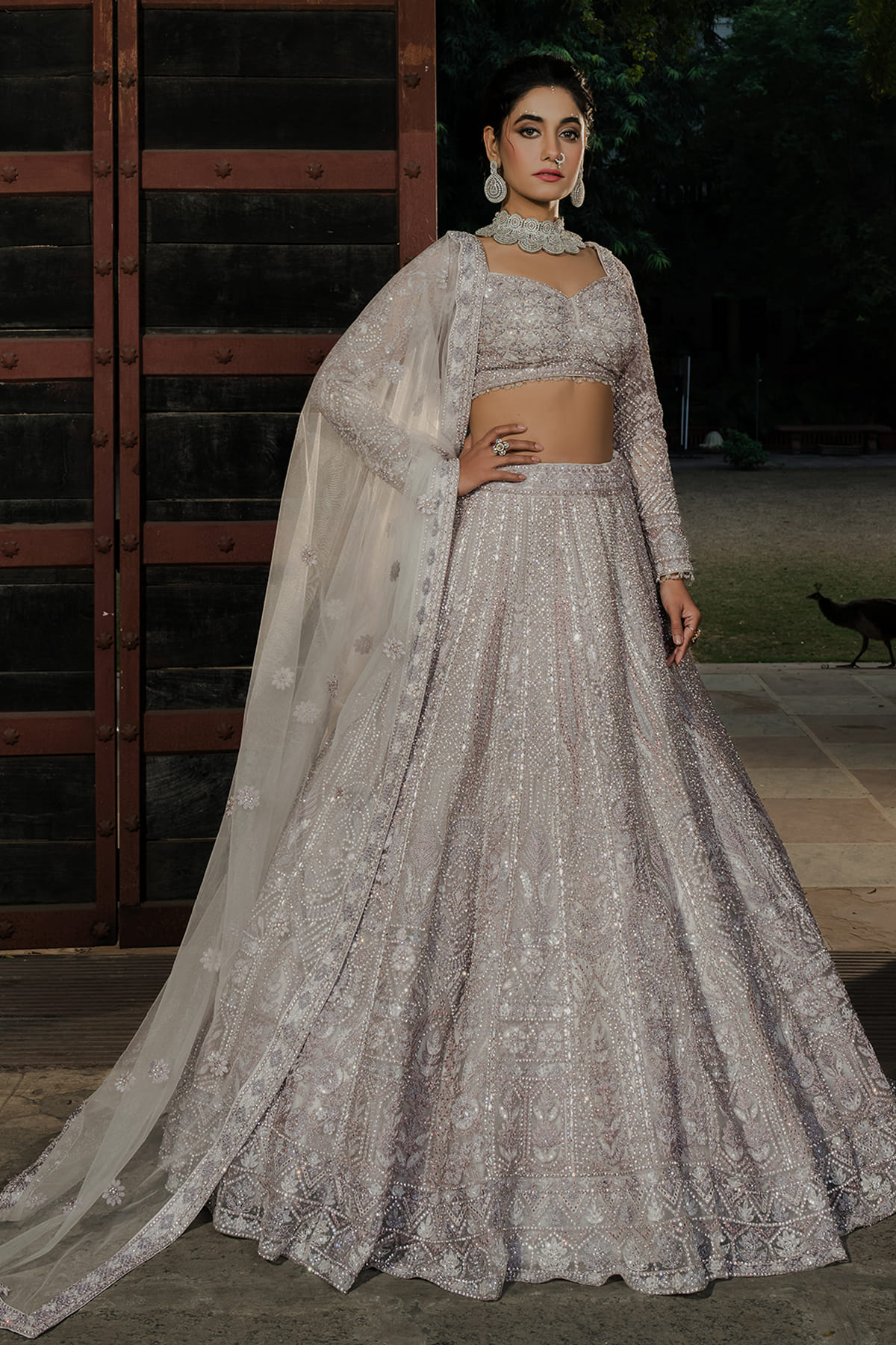 Pastel Grey Bridal Lehenga 