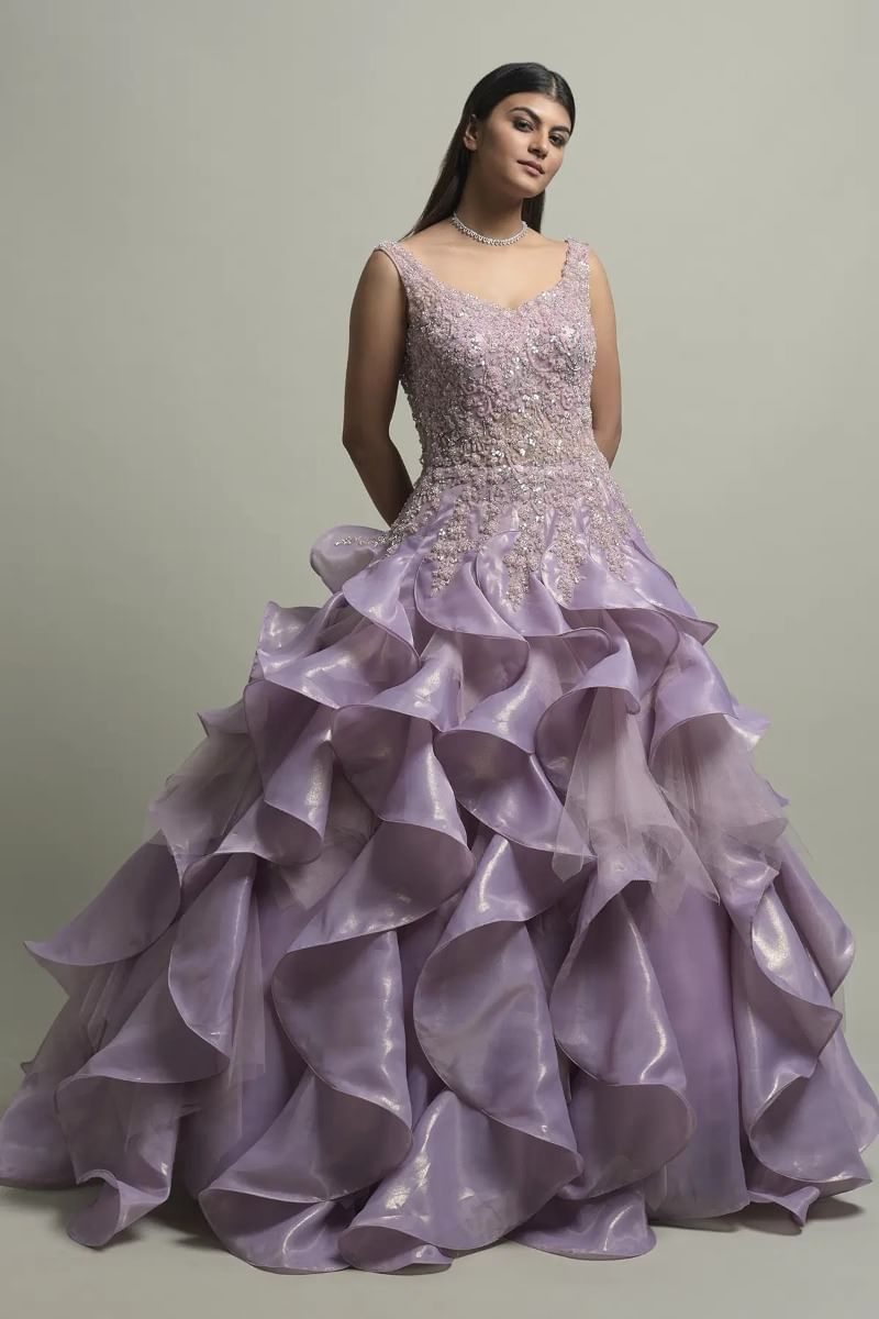 Pastel Purple Indowestern Gown