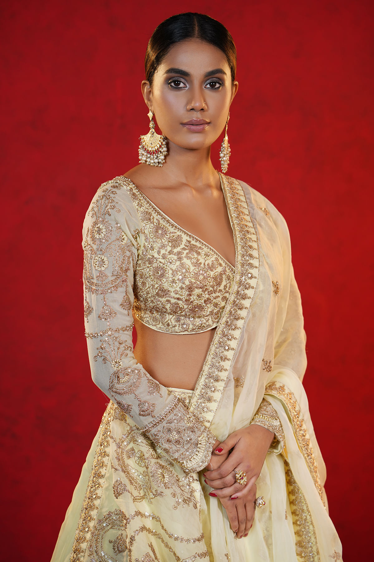 Pastel Yellow Designer Lehenga