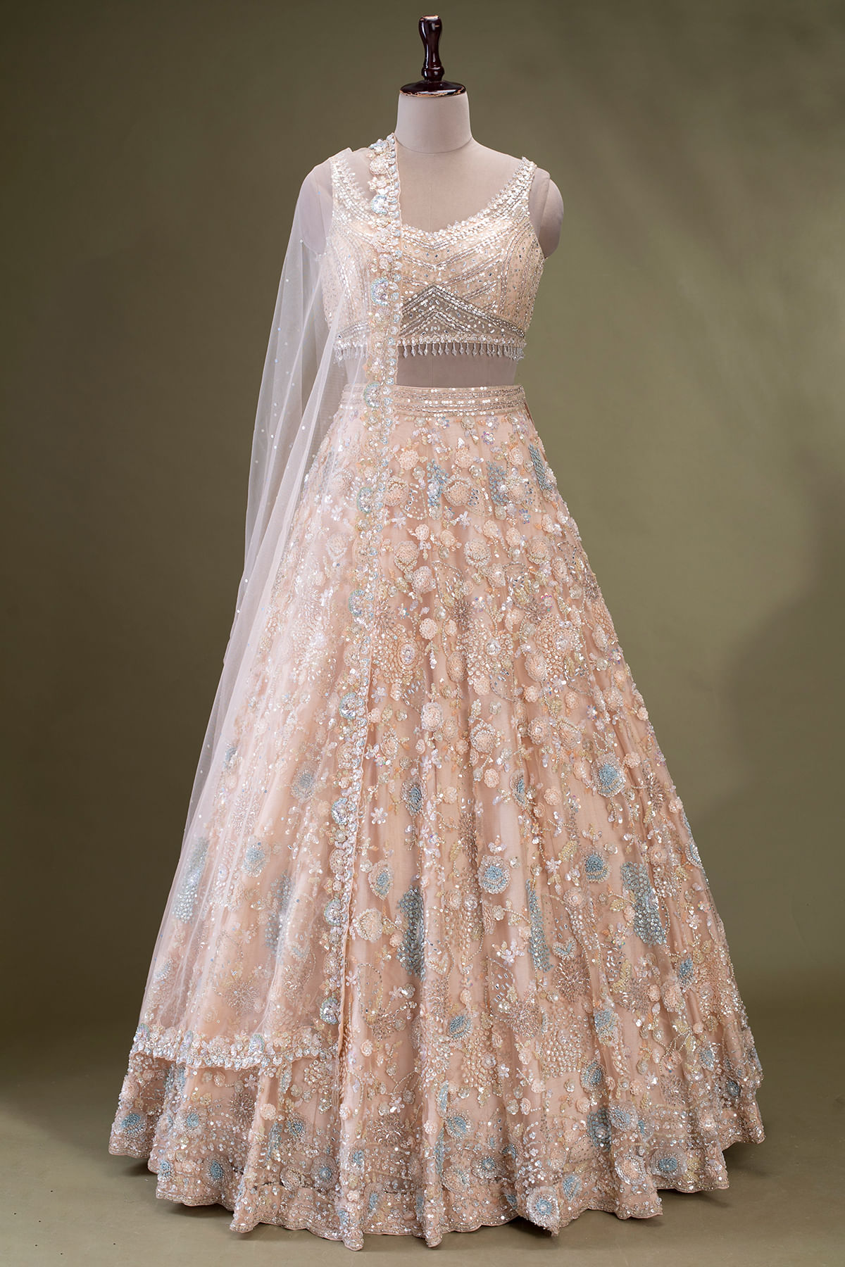 Peach Pink Engagement Lehenga