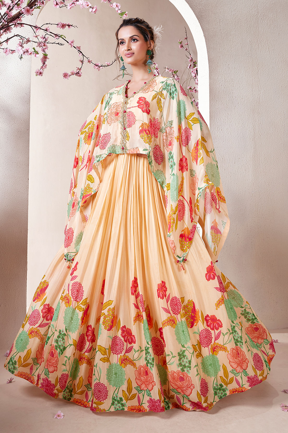 Peach Anarkali Salwar