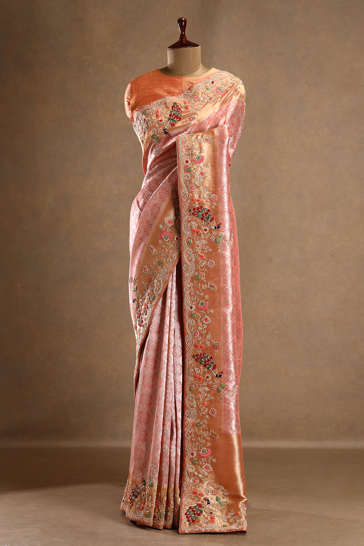 Peach Designer Saree