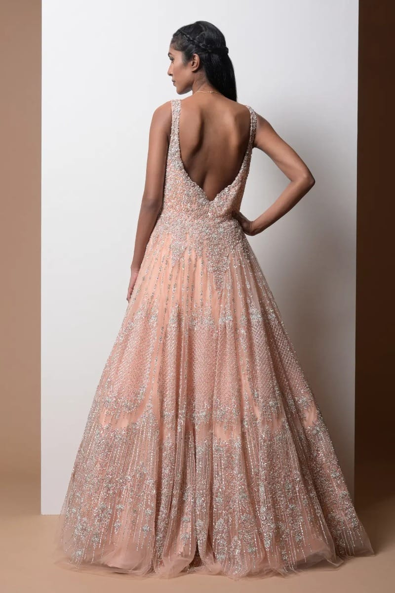 peach and silver bridesmaid dresses Floral Print V-neck Peach Chiffon A-line Bridesmaid Dress