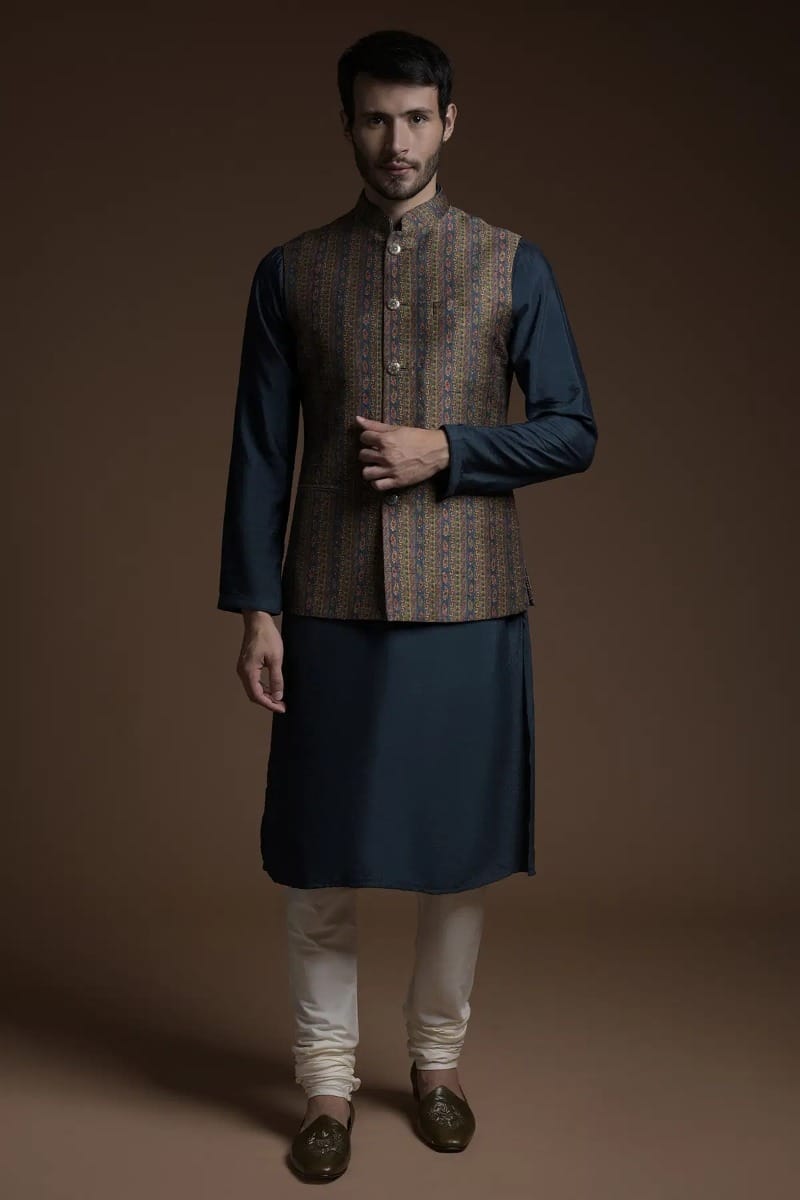Blue Waistcoat Kurta