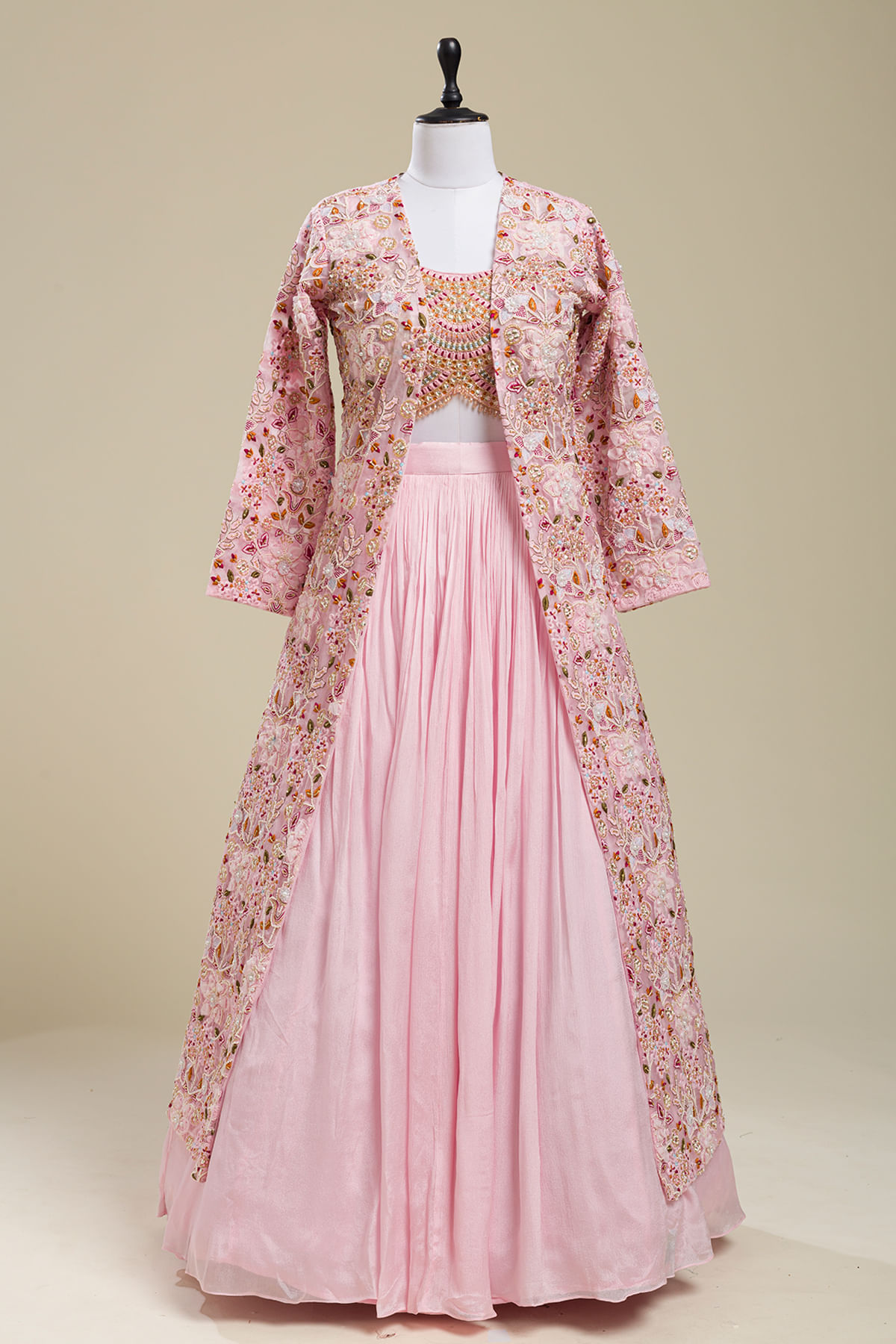 Pink Crop Top Lehenga
