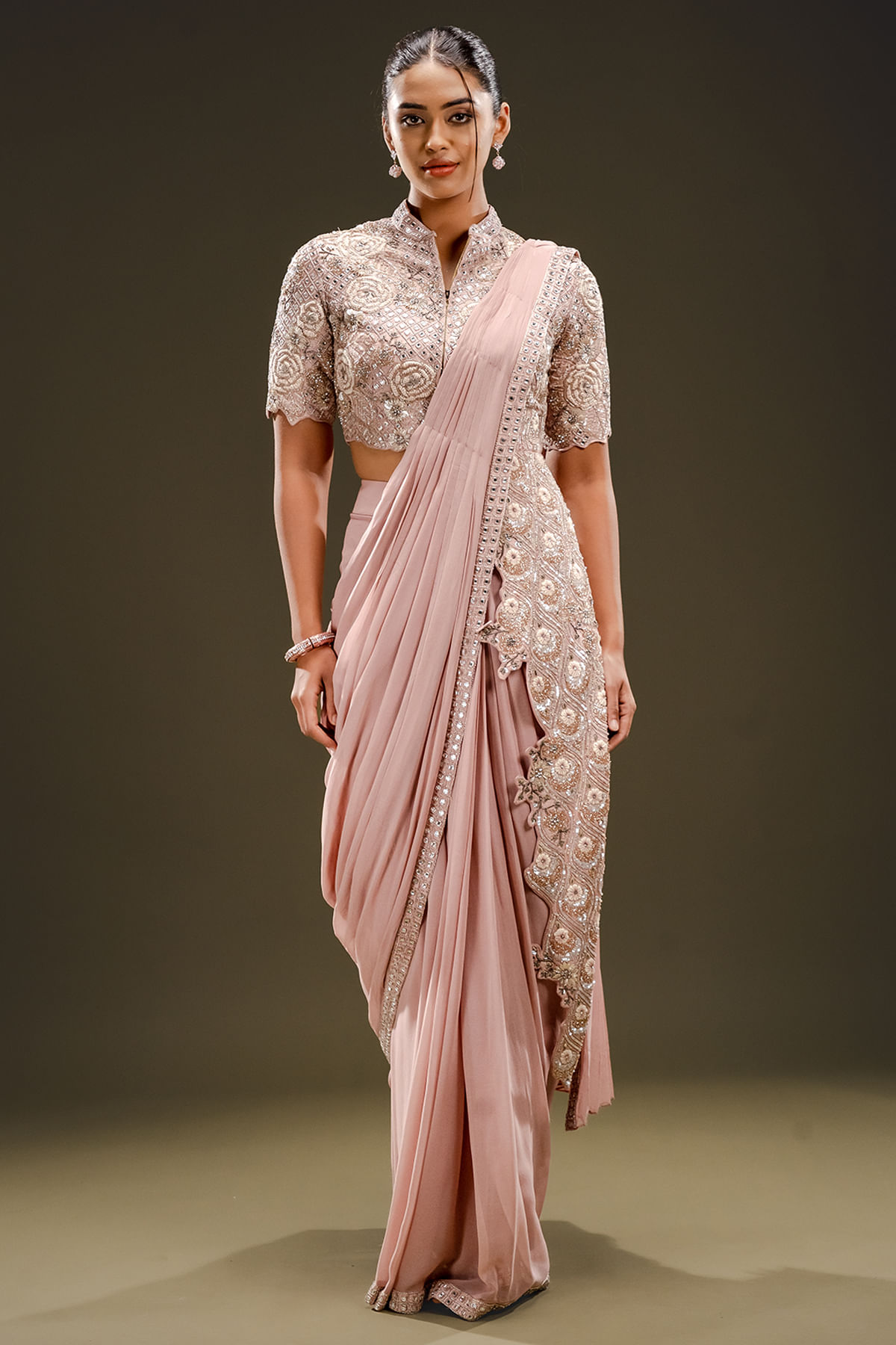 Pink Ready To Wear Saree