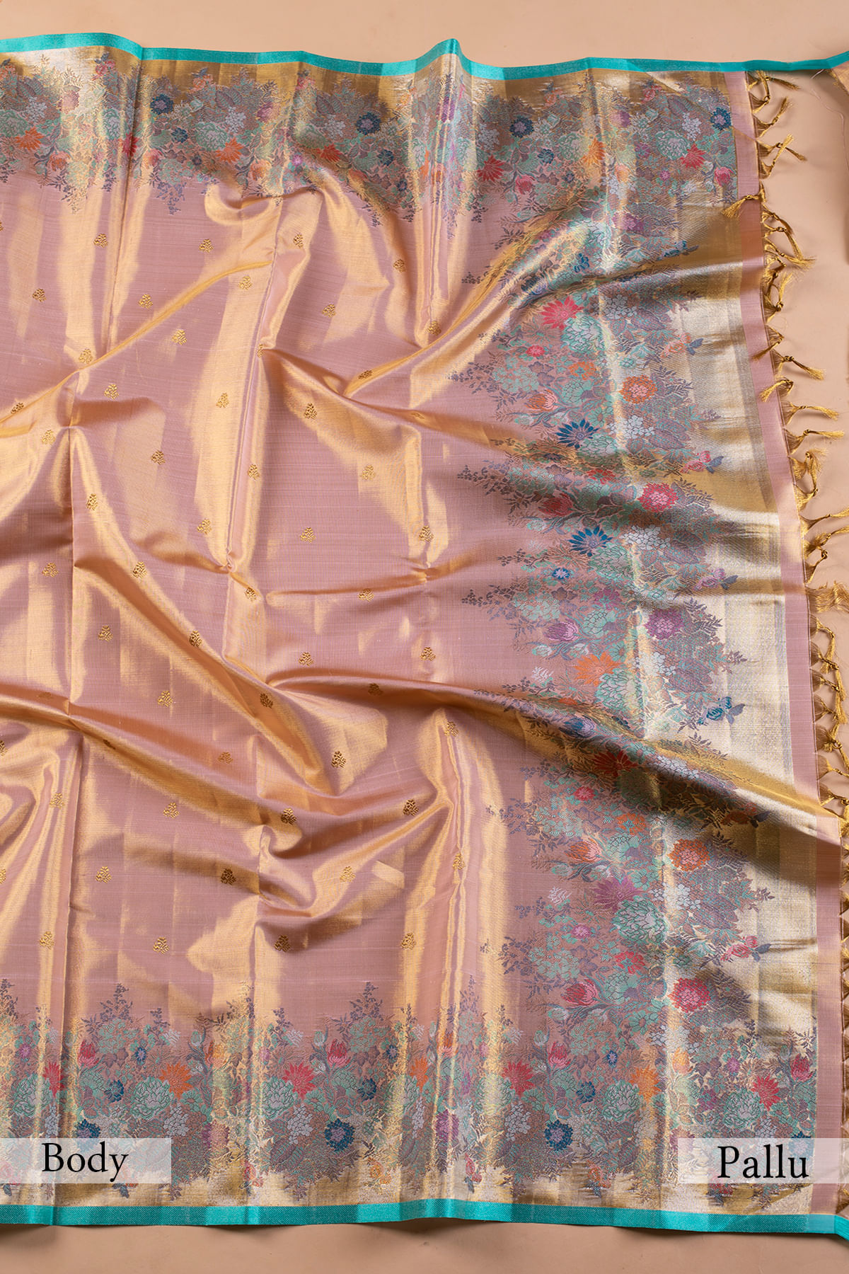 Pink & Gold Tissue Saree