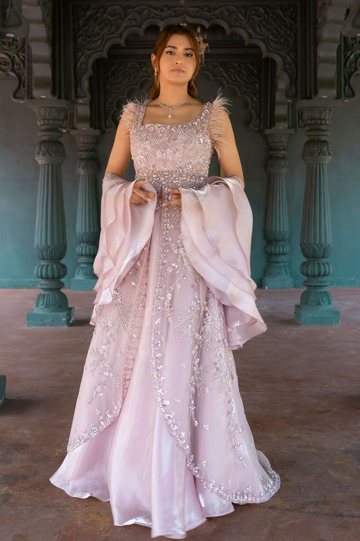 Pink Indowestern Lehenga
