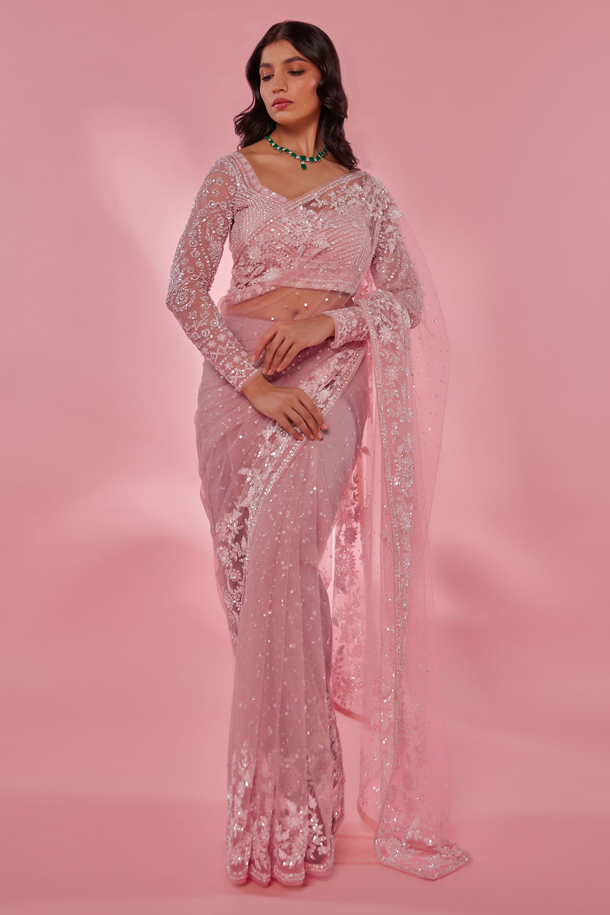 Pink Designer Saree