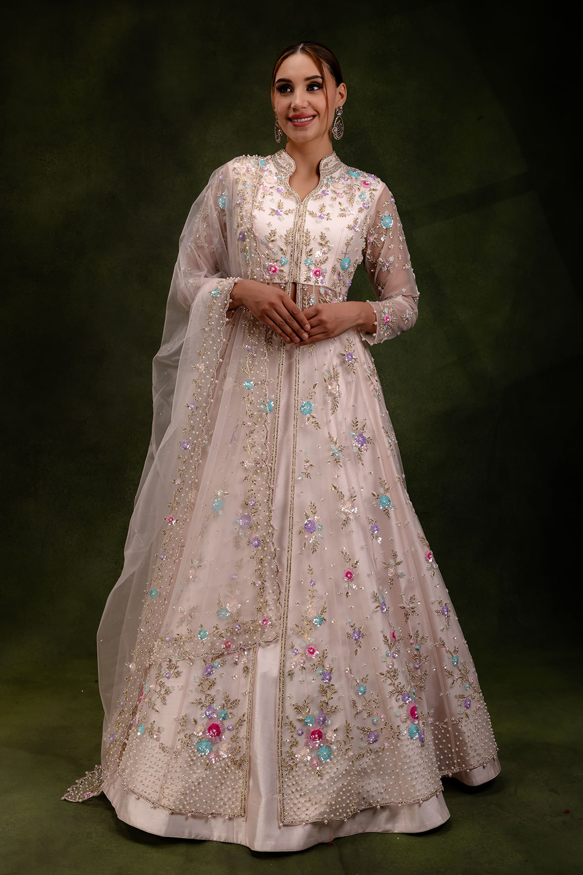 Pink Indowestern Lehenga