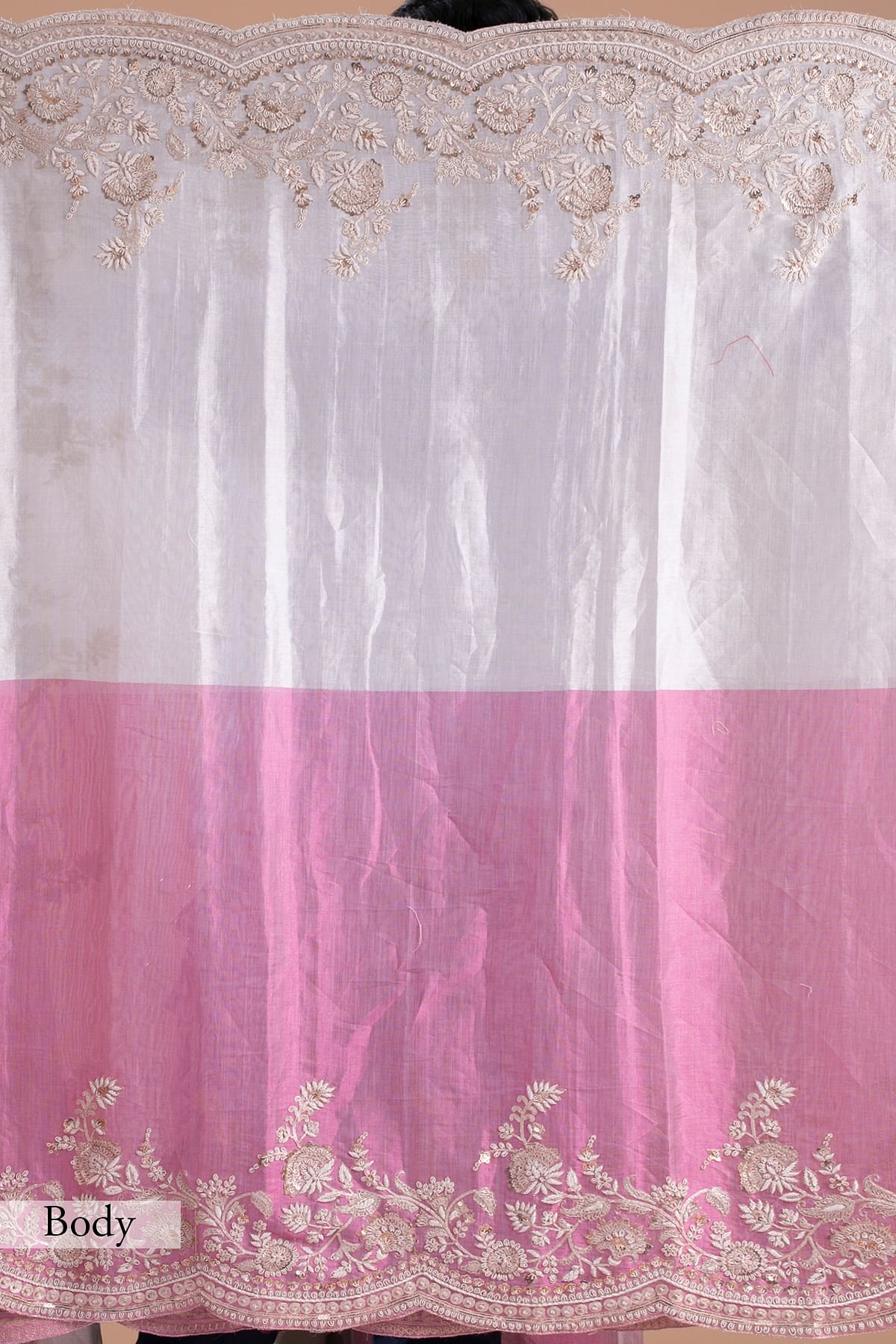 Buy Pink & White Sequins Embroidered Kanchipuram Tissue Buy Pink & White Sequins Embroidered Kanchipuram Tissue
