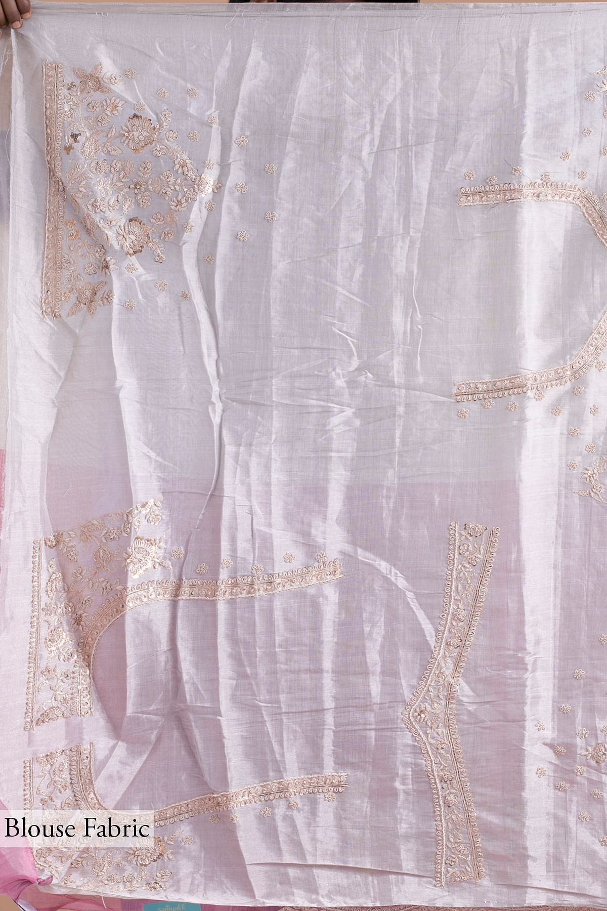 Buy Pink & White Sequins Embroidered Kanchipuram Tissue Buy Pink & White Sequins Embroidered Kanchipuram Tissue
