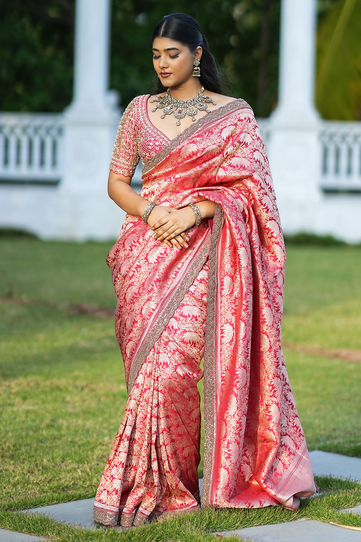 Pink Banarasi Silk Saree