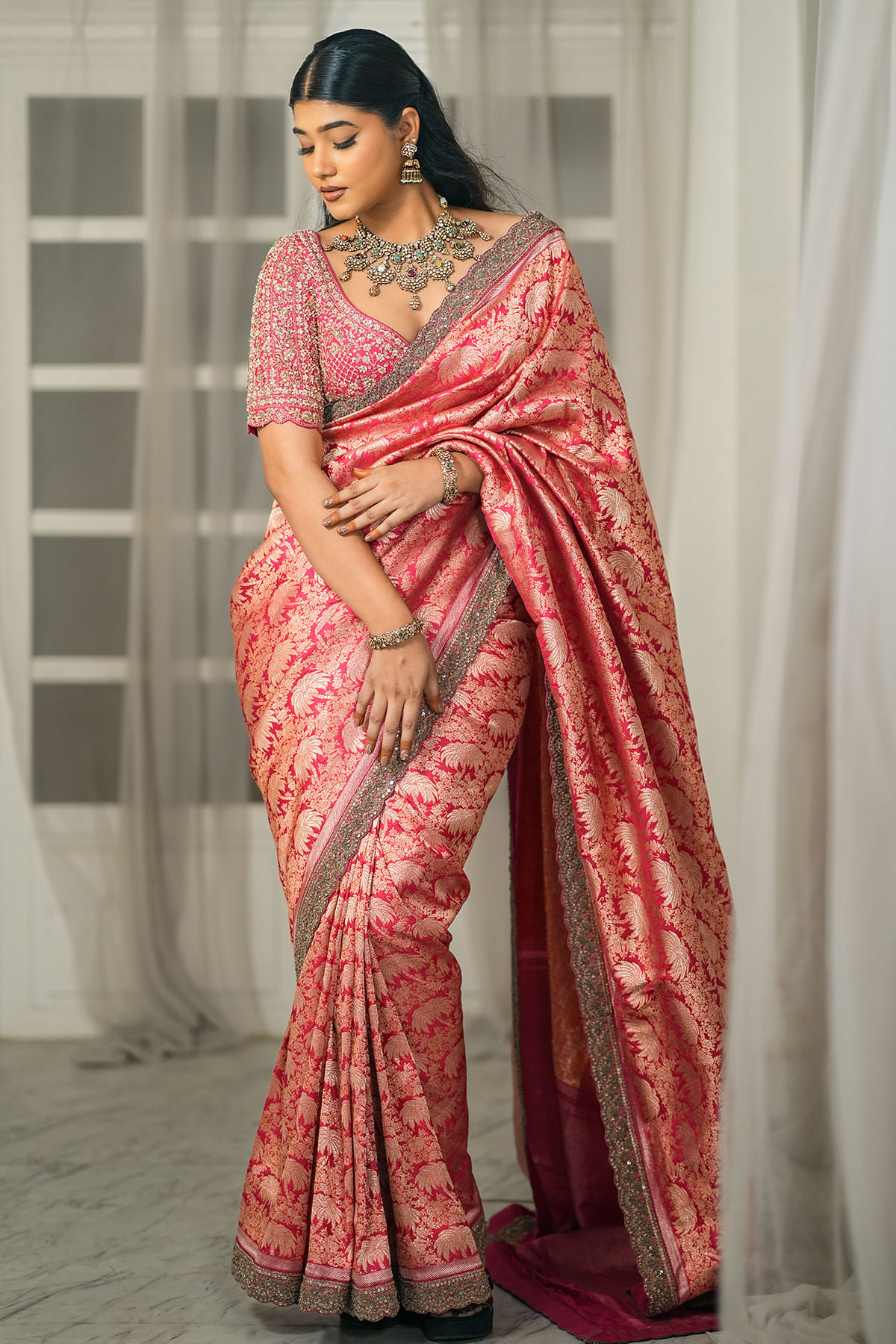 Pink Banarasi Silk Saree