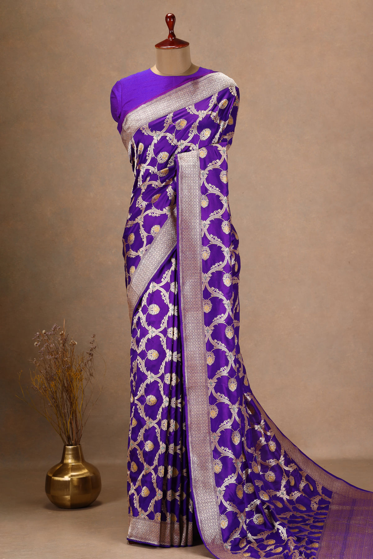 Violet Purple Banarasi Silk Saree