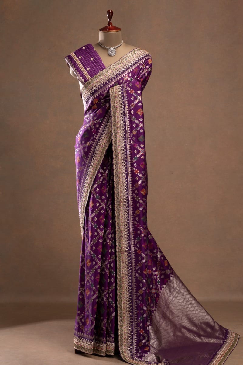 Purple Banarasi Silk Designer Saree