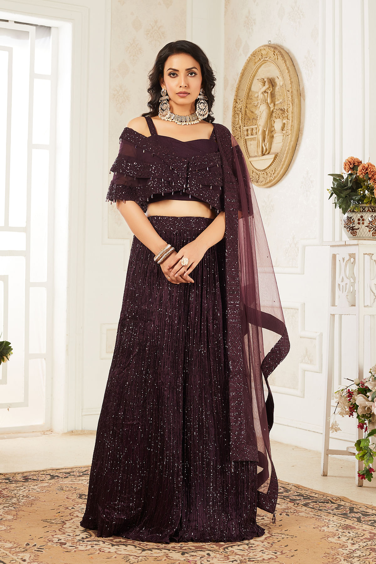 Purple Party Wear Lehenga