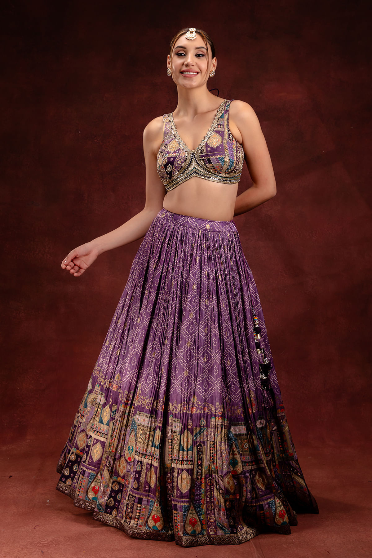 Purple Bandhani Lehenga