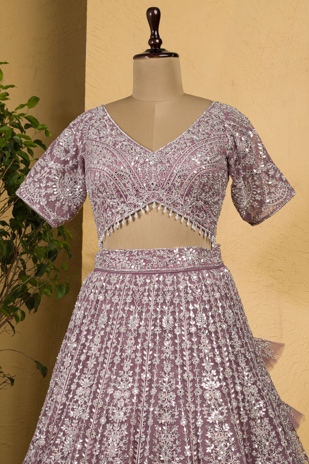 Buy Purple Panel Style Net Bridesmaid Lehenga With Embroidered Blouse Online Samyakk