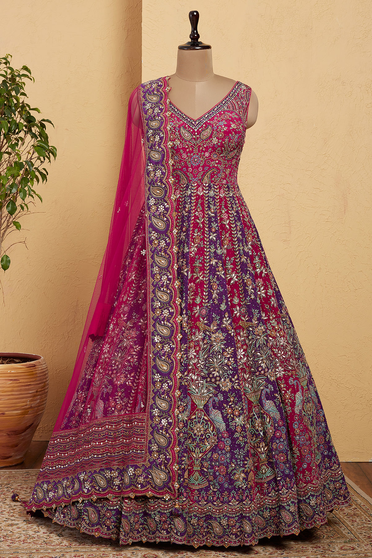 Purple Indowestern Gown