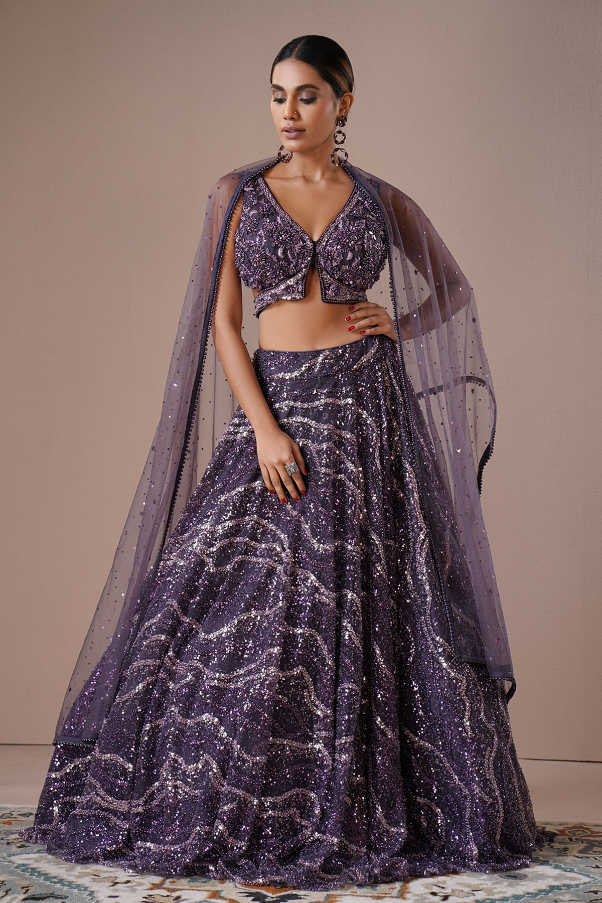 Purple Engagement Lehenga