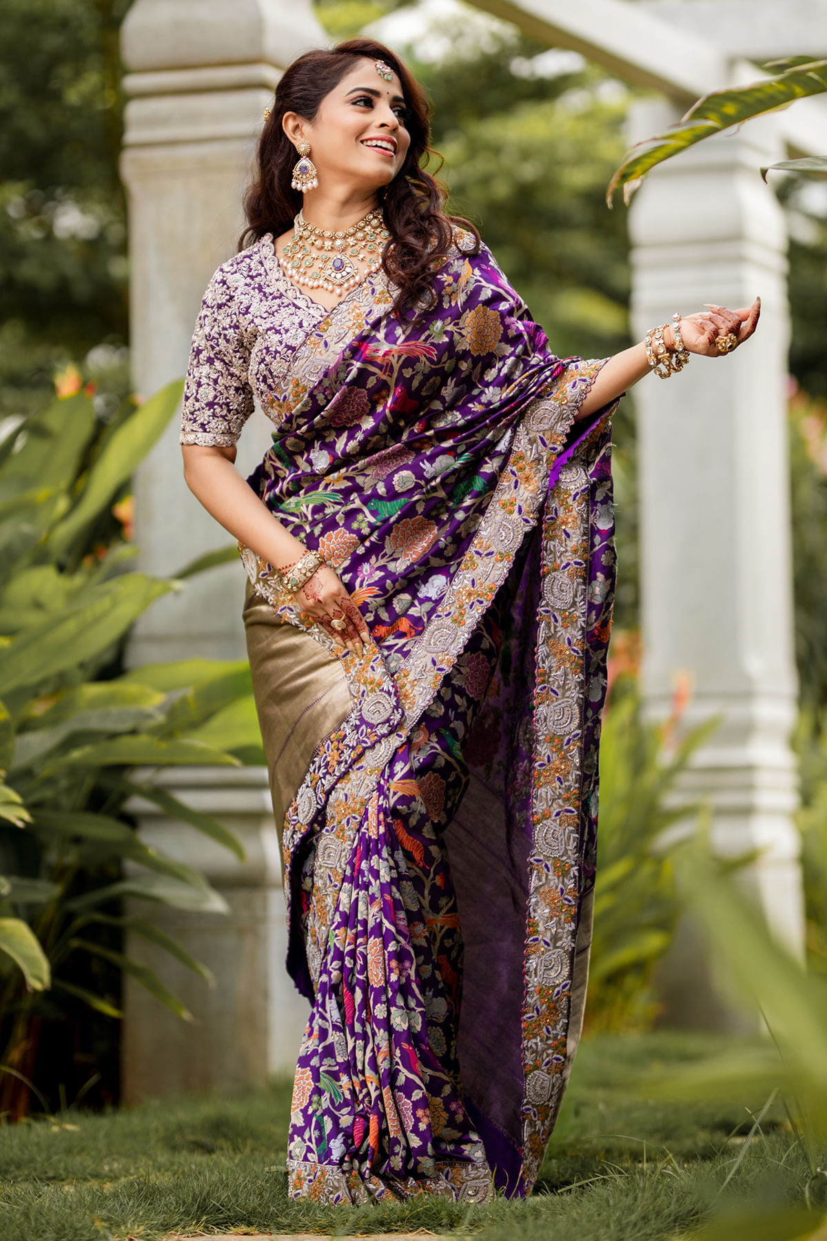 Purple Banarasi Silk Designer Saree