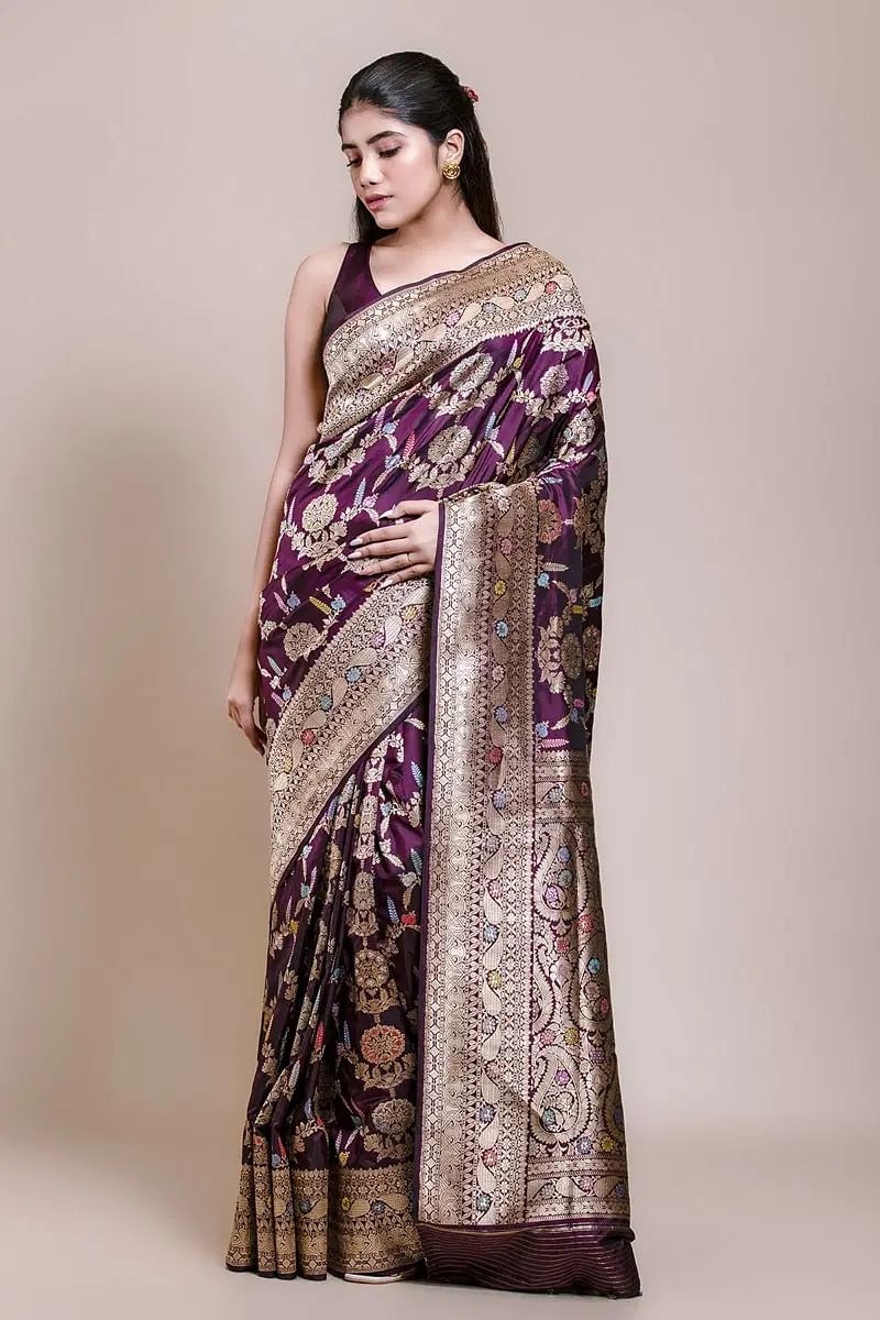 Purple Banarasi Silk Saree