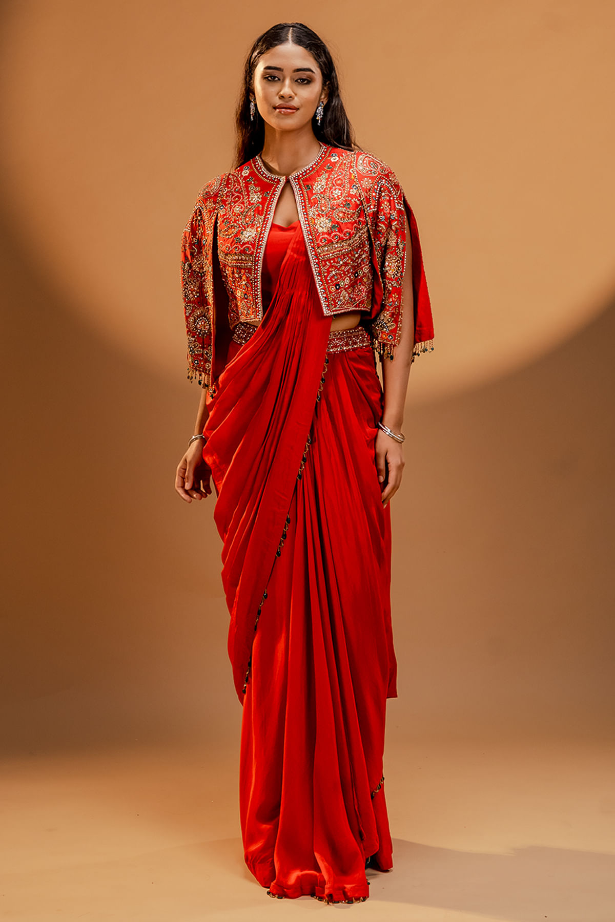 Red Ready To Wear Saree