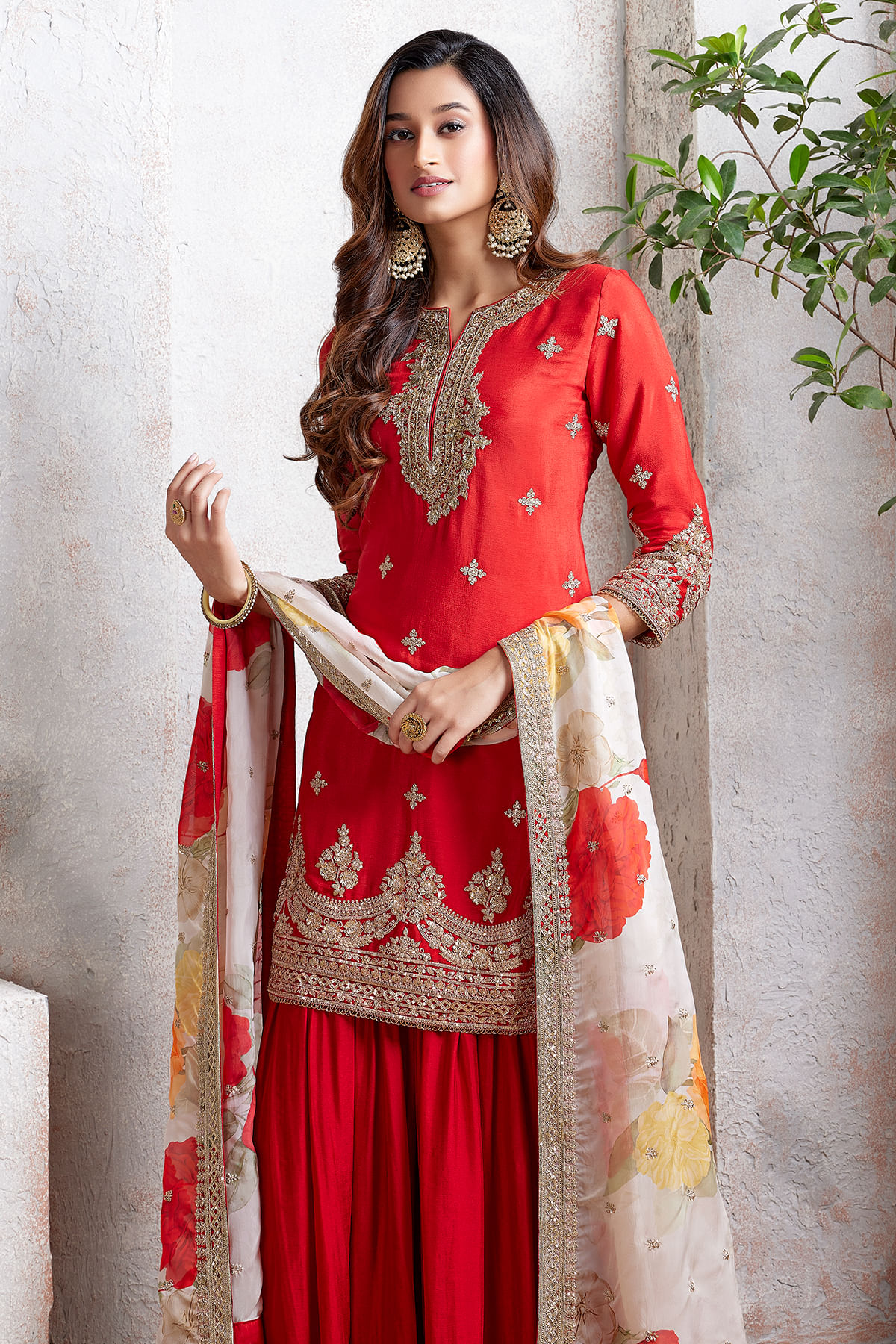Red Sharara Suit