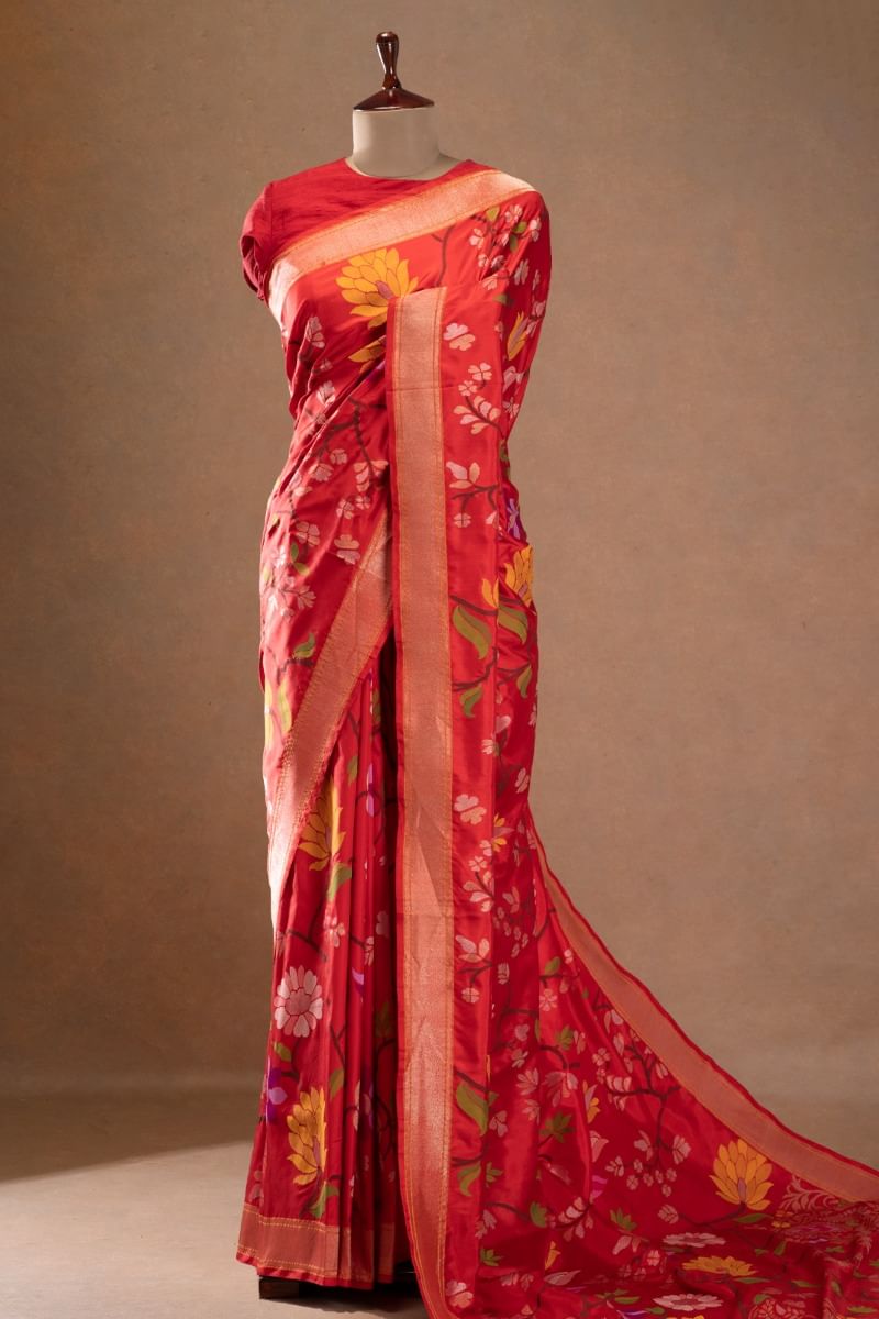 Red Banarasi Kadhwa Saree