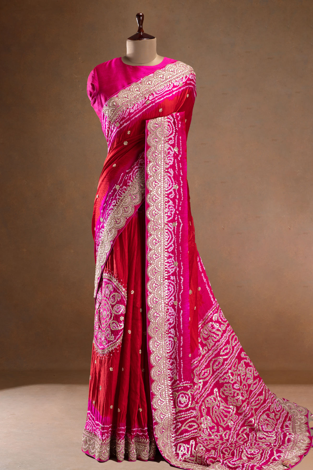 Red Bandhani Saree