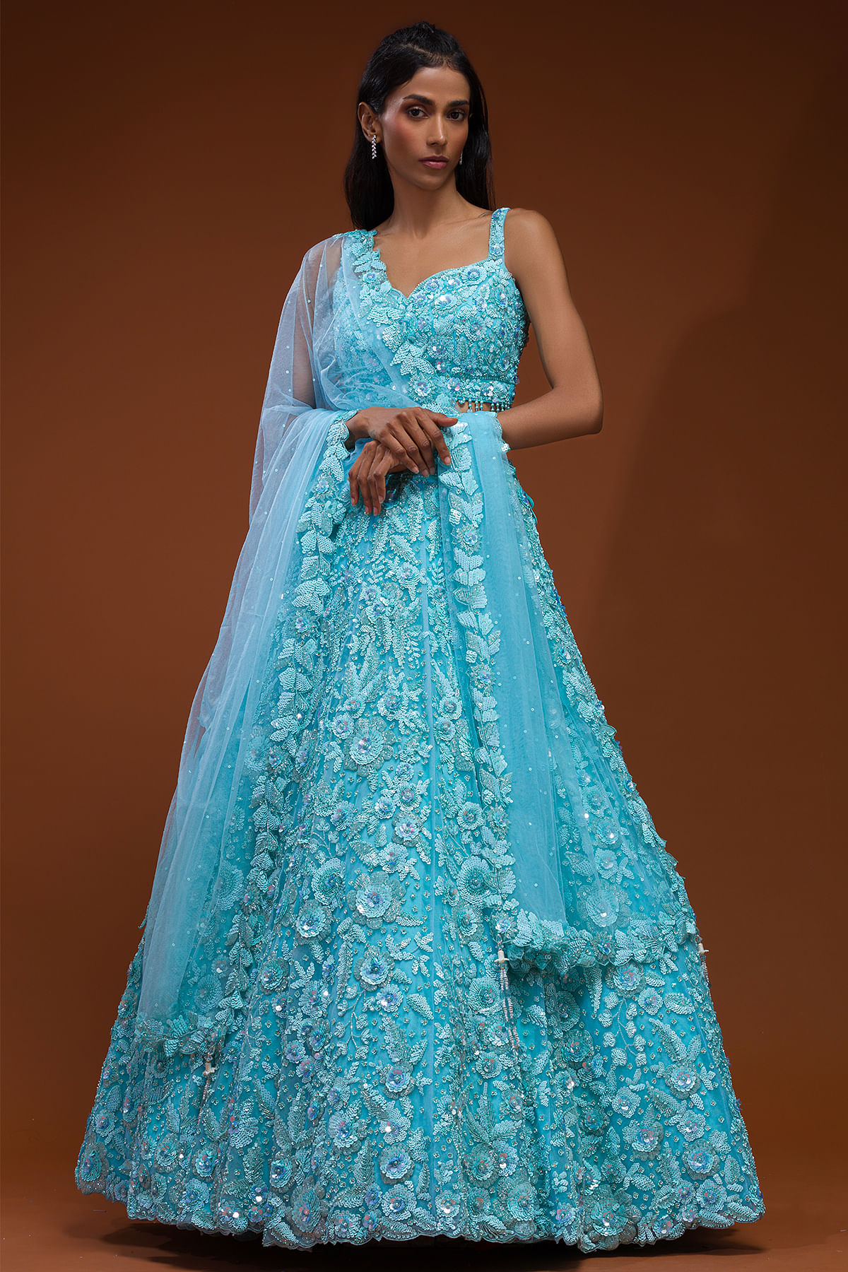 blue Reception Lehenga